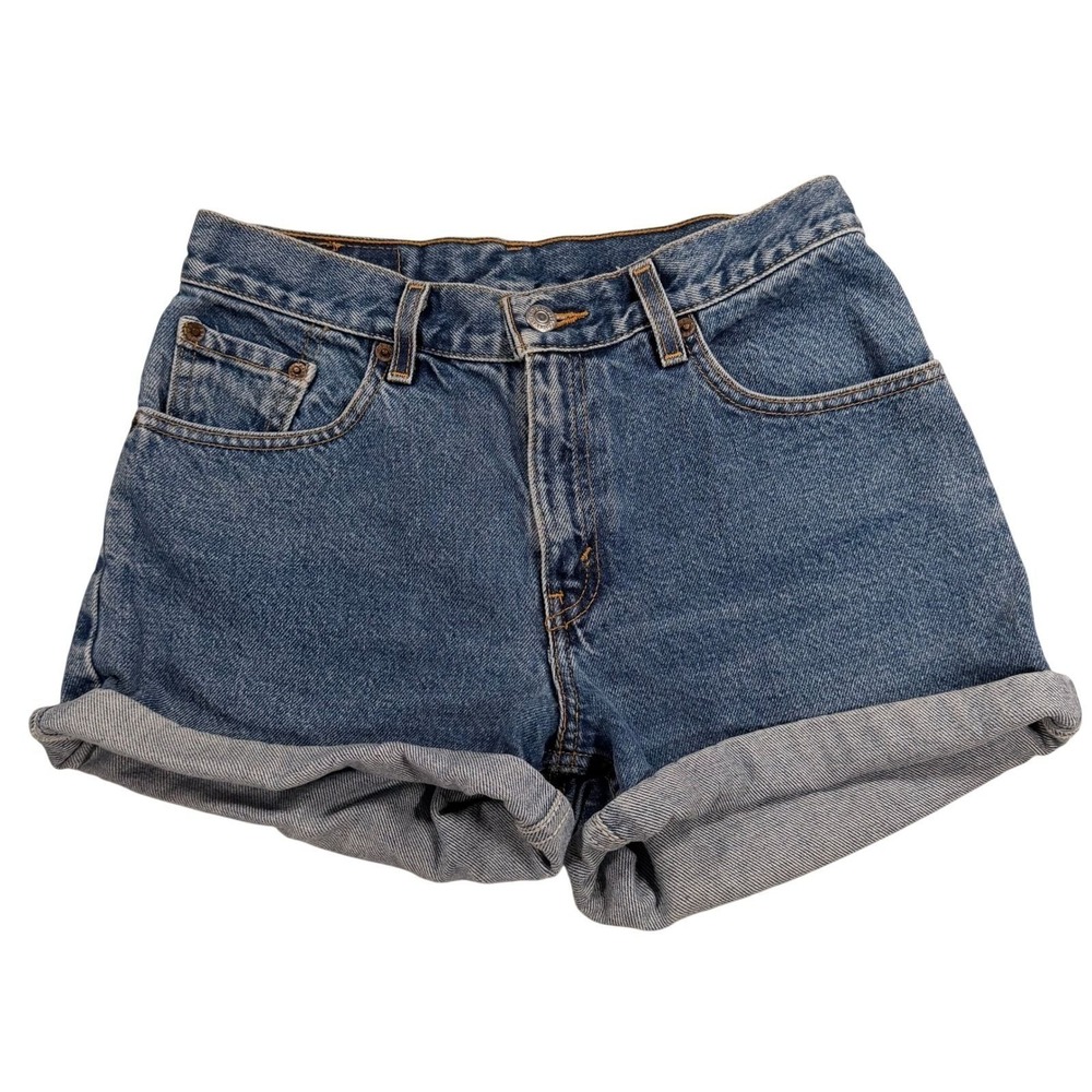 Levi's High Waisted Cuffed Denim Shorts 27 Women Blue Cotton Cutoffs